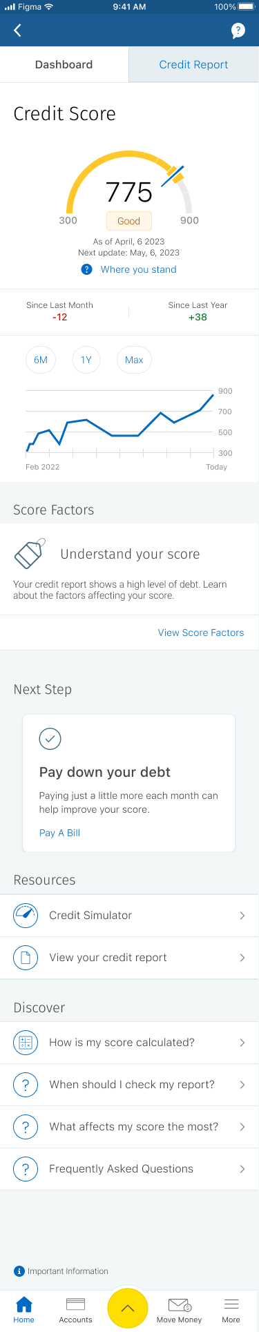 Credit Score dashboard